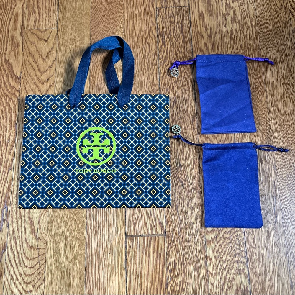 Tory Burch Blue and Yellow Tote with Pouches
